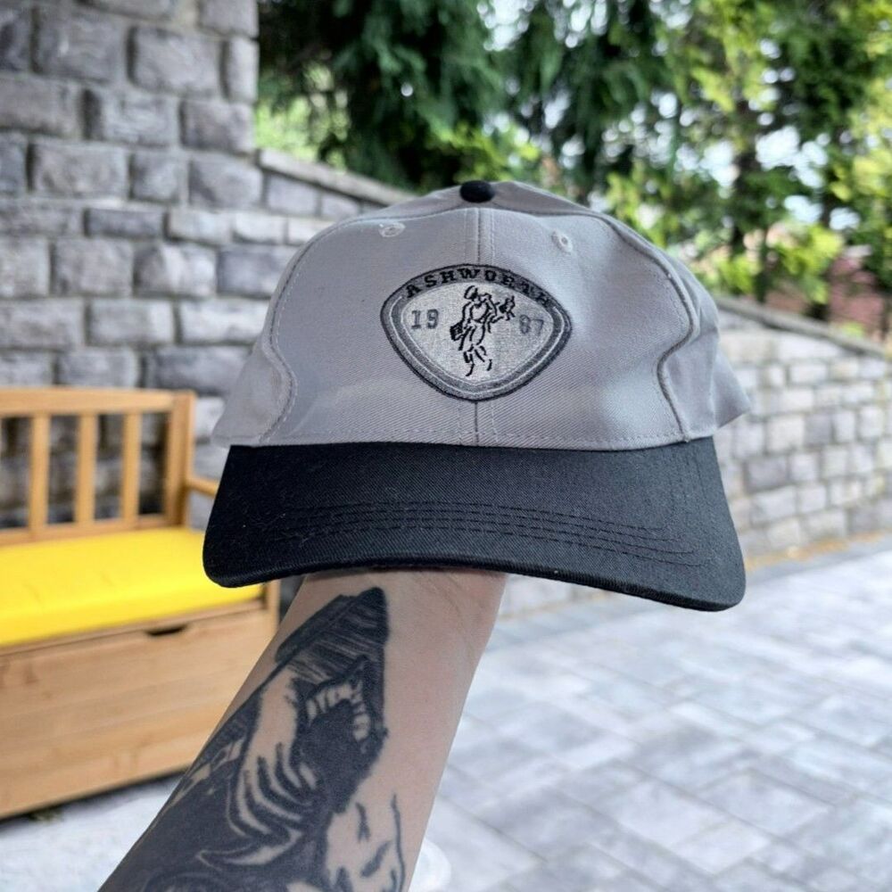 Ashworth 1987 Golf Hat Gray Black Adjustable Strapback Cap